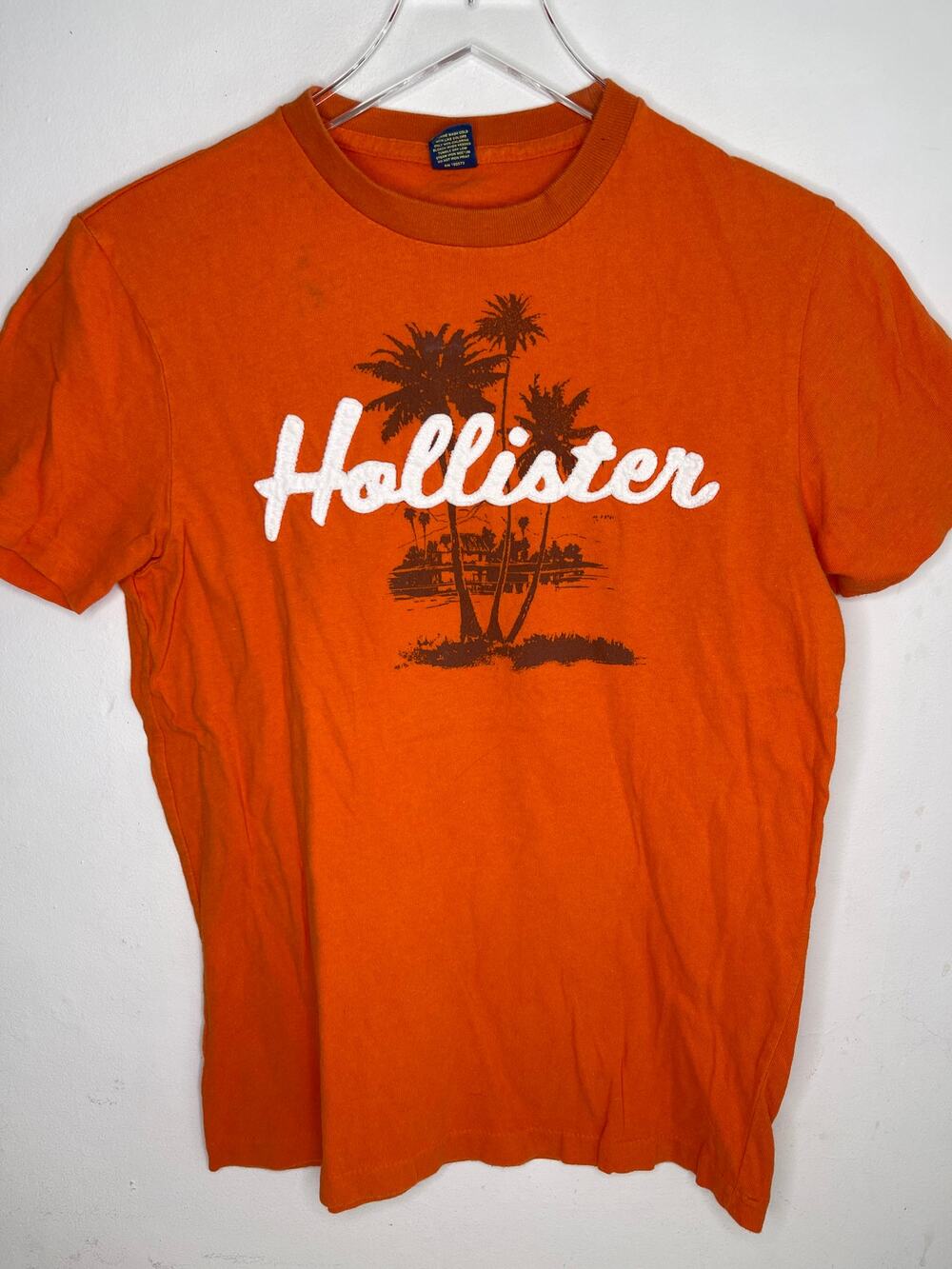 Hollister Vintage 100% Cotton Orange Graphic Palm Tree T-shirt, Men’s Size Small